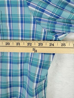 Lands End Large Shirt Blue Plaid Long Sleeve Traditional Fit