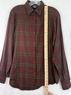 Woolrich Shirt Womens 10 Vintage Red Plaid Button Up Long Sleeve