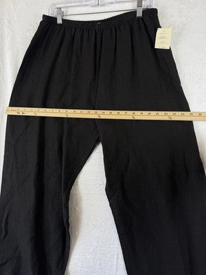 Habitat Clothes To Live In XL Cropped Pants 100% Linen Women Black Lagenlook New