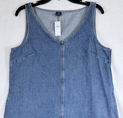 Gap UltraSoft Denim Mini Dress Medium Women Sleeveless Jean Blue Medium Wash New