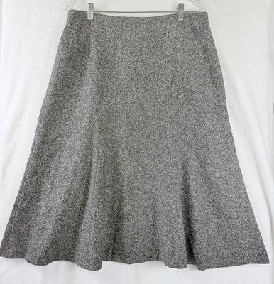 Talbots 14 Fit And Flare Skirt Gray Herringbone Wool Silk Womens Vintage Midi