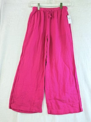 Gap Kids Crinkle Gauze Easy Wide Leg Pants Medium 8 Girls Pink Pull On New NWT