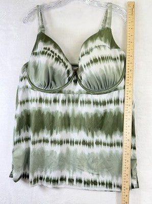 Cacique Swim 26 Tankini Top Bottom Set Green 44DDD Underwire Swimsuit Womens