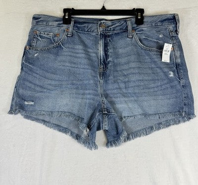 Gap Ultrasoft Denim Shorts 34 Womens 18 Blue Fringe Jean Mid Rise Cut Off New