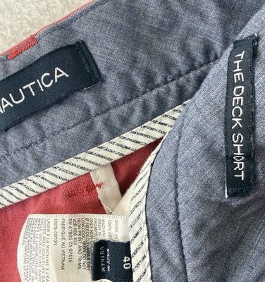 Nautica Deck Shorts 40 Pink Chino Classic Fit 8.5” Mens Classic Fit