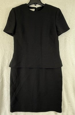 Vintage Talbots Dress 8 Black Peplum Made In USA Office Work Short Sleeve Womens