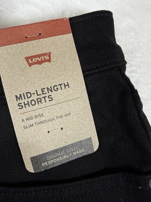 Levis Jean Shorts Women 30 Black Mid Rise 5” Roll Cuff Denim New NWT