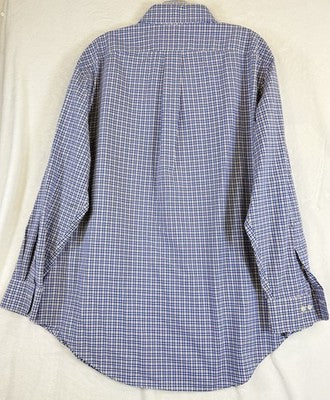 Lauren Ralph Lauren Shirt Mens 16.5 32/33 Blue Plaid Long Sleeve Button Non Iron