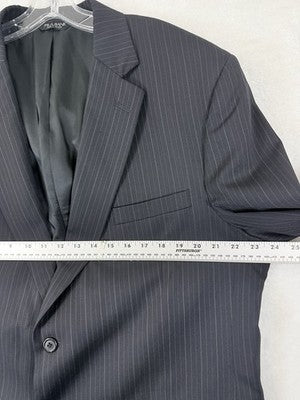 Jos A Bank Blazer 46r 100% Wool Mens Navy Blue Pinstriped Suit Jacket Sport Coat