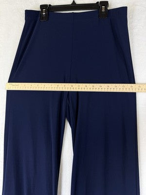 Clara Sun Woo Medium Pants Signature Side Slit Blue Knit Pull On Stretch Womens