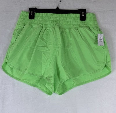 Gap Fit Running Shorts Large Petite Womens Lime Green High Rise Brief Liner New