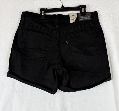 Levis Jean Shorts Women 30 Black Mid Rise 5” Roll Cuff Denim New NWT