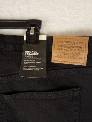 Levis Ribcage Straight Ankle Jeans 20W Womens Plus Size Black Levi’s New NWT