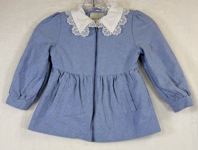 Janie And Jack Girls 5 6 Chambray Jacket Blue Full Zip Dress