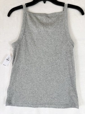 Gap Modern Tee Tank Top Medium Gray Apron Neck Womens Ribbed Sleeveless New NWT