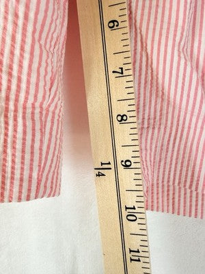 Talbots Perfect Shorts 6 Seersucker Pink White Striped 10” 100% Cotton Womens