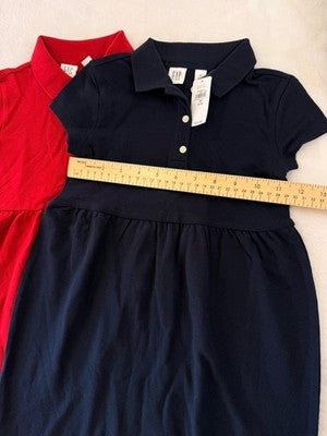 Gap Kids Girls XS 4-5 Lot Polo Dress Red Blue Short Sleeve New NWT
