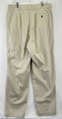 LL Bean Womens Pants 16 Chinos Khakis Tan Beige High Rise Pleated 90s Vintage