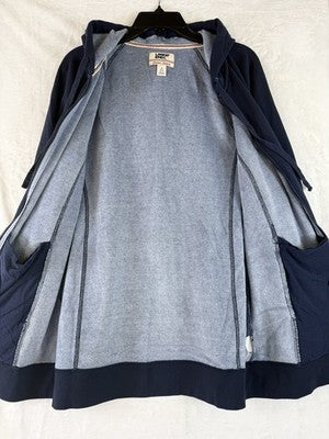 Lands End Serious Sweats Women Medium Hoodie Navy Blue Sweatshirt Full