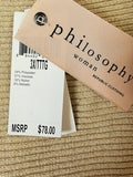Philosophy Sweater 3X Womens Beige Gold Batwing Boat Neck Metallic Tops New