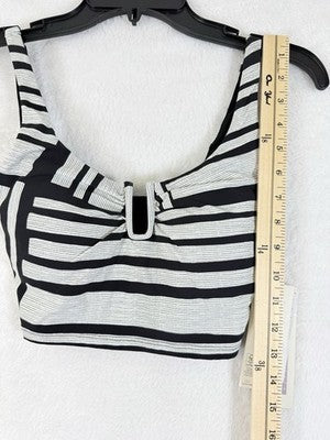 Calia Swim Top XS Longline Bikini Black Gray U Bar Womens