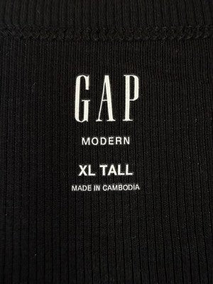 Gap Modern Tee XL Tall Womens Ribbed Sleeveless Top Button Up Black Knit New NWT