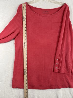 Talbots Large Tops Pima Cotton 3/4 Sleeve Red Womens Knit Textured Top