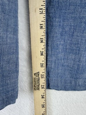 J Crew Crop Pants 4 Blue Chambray Lightweight Pull On 100% Cotton Womens
