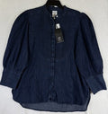 Gap x HFR Top Medium Puff Sleeve Denim Shirt N’gai Harlem’s Fashion Row Blue New
