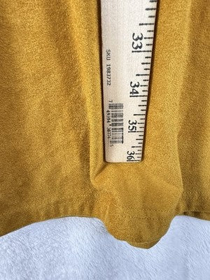 Spense Dress 14 Fit And Flare Short Faux Suede Gold Sleeveless Womens