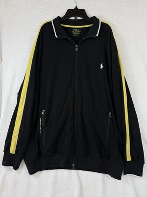 Polo Ralph Lauren 2XL Men Track Jacket Black Yellow Full Zip 2XB Performance