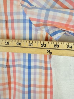 LL Bean Womens XL Shirt Wrinkle Free Pinpoint Oxford Button Up Plaid Long Sleeve