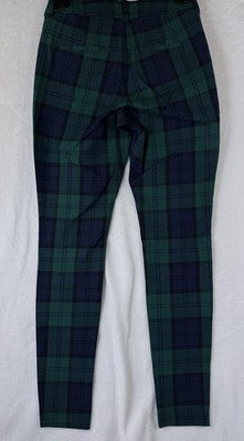 Old Navy Pixie High Rise Pants 2 Womens Green Blue Tartan Plaid New