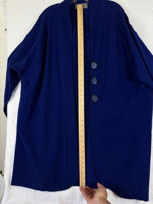 Eleven Stitch Design Cardigan Medium Blue Artsy Lagenlook Art To Wear Womens