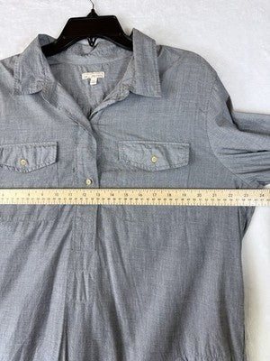 Gap Shirt Dress XL Women Gray 100% Cotton Midi Long Sleeve
