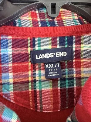 Lands End XXL Tall Mens 1/4 Zip Sweatshirt Long Sleeve Red Mix Neck Shirt