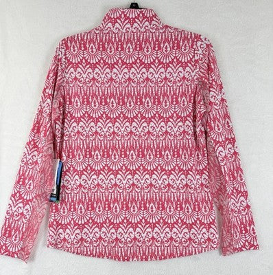 IBKUL Womens Long Sleeve Top Medium 1/4 Zip Mock Neck Pink Barbara Golf