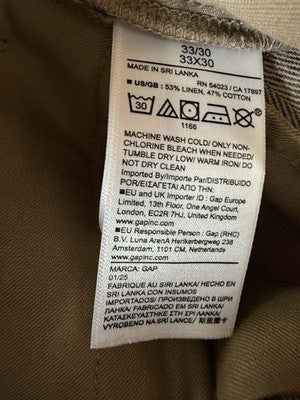 Gap Linen Blend Dress Pants 33x30 Mens Brown Herringbone 90s Loose Pleated New