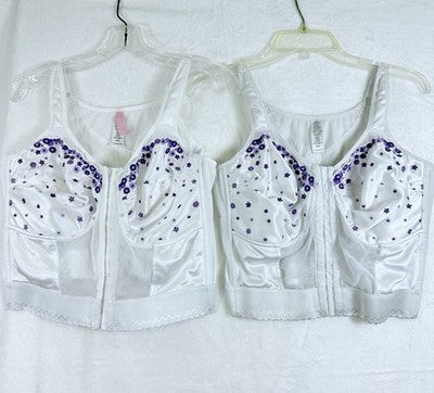 Comfort Choice 42C Longline Bras Lot White Embroidered Posture Front Close