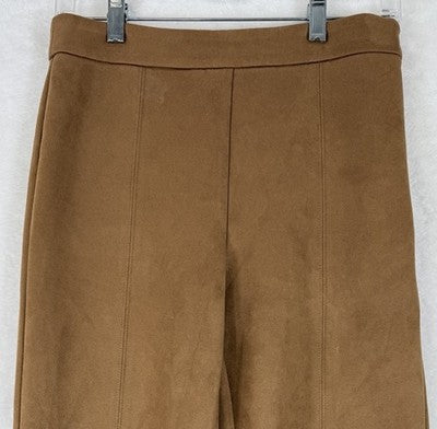 Ann Taylor Loft Faux Suede Crop Pants 00 Womens Brown Straight Leg