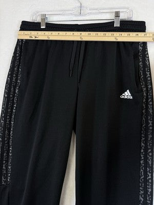 Adidas Pants Women XL 3 Stripes Black Animal Print Track Aeroready