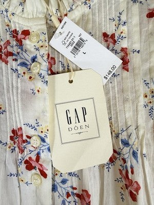 Gap X DÔEN Dress Large Women Pintuck Floral Midi Doen Boho Whimsical New NWT