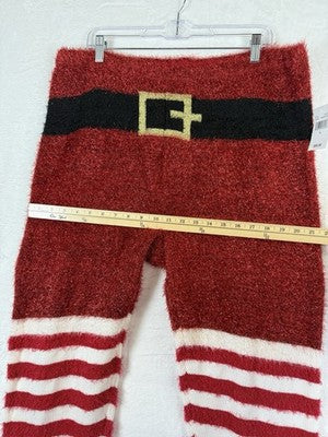 Ugly Christmas Sweater Pants Large Womens Santa Red Tinsel Holiday New NWT