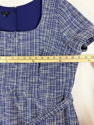 Talbots Dress 18 Blue Tweed Belt Short Sleeve Womens