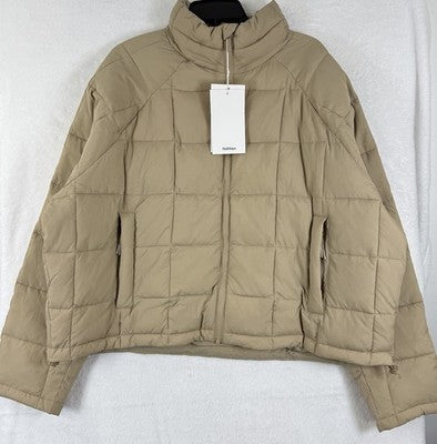 Halfdays Nellie Packable Puffer Jacket XL Womens Chai Beige Tan New