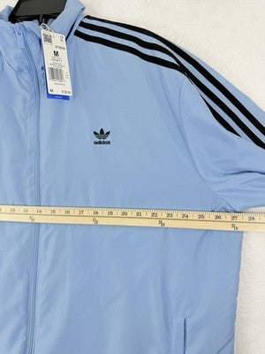 Adidas Originals Track Jacket Medium Ash Blue Black 3 Stripes Full Zip New NWT