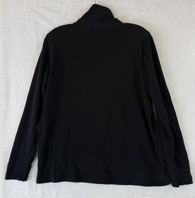 LL Bean Interlock Turtleneck Top Medium Womens Black Knit Long Sleeve Tops