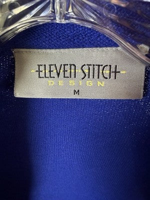 Eleven Stitch Design Cardigan Medium Blue Artsy Lagenlook Art To Wear Womens
