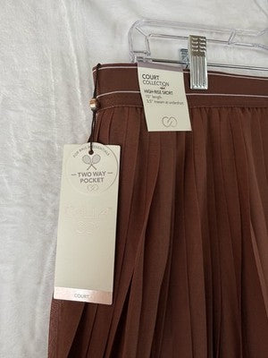 Calia Pleated Tennis Skort Large Brown Womens Skirt W/ Shorts New NWT
