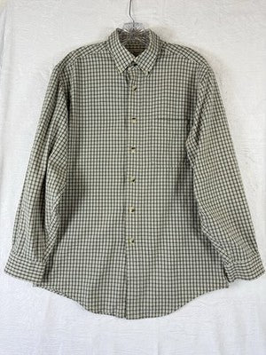 LL Bean Shirt Men Small Green Button Down Long Sleeve 100% Cotton